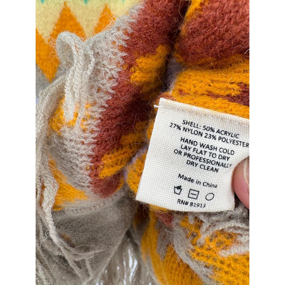 PLENTY by TRACY REESE Sweater Size M Chevron Multicolor Turtleneck Fringe - Picture 4 of 6